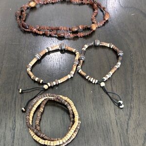 Natural Tone Beaded Bracelet Trio